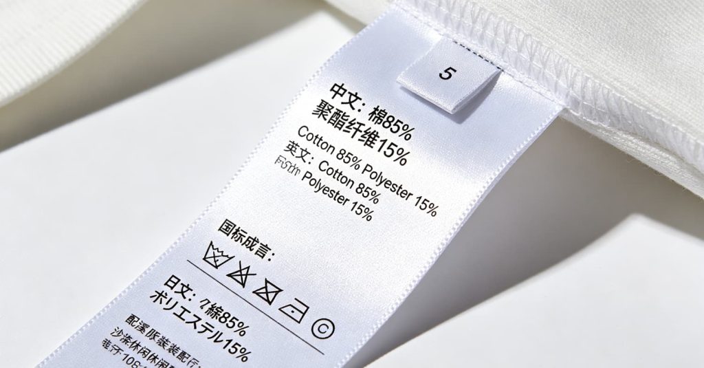 洗水标 (17)s OEKO-TEX 环保水洗标细节特写,无荧光婴童服饰专用合规棉带洗水唛