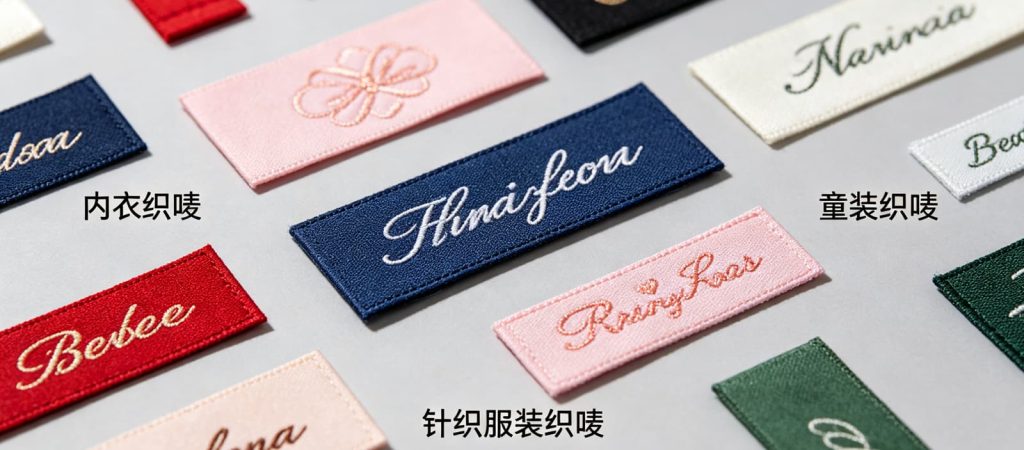 潮州服装辅料工厂高密度织唛水洗标样品